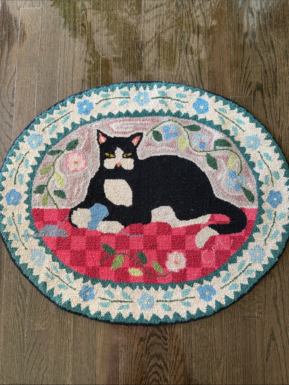 Vintage 1995 Claire Murray ‘Country Cat’ Hand Hooked Rug - Picture 2 of 7